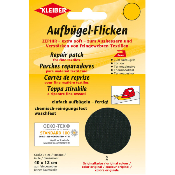 KLEIBER Zephir-Aufbügel-Flicken, 400 x 120 mm, weiß