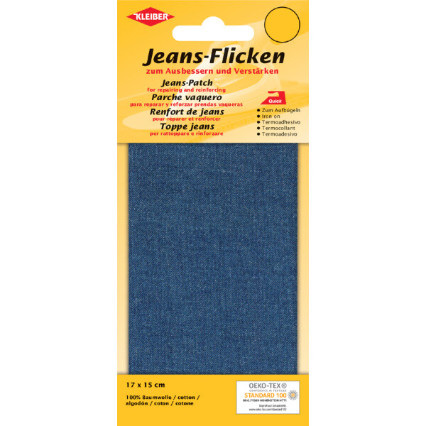 KLEIBER Jeans-Bügelflicken, 170 x 150 mm, mittelblau