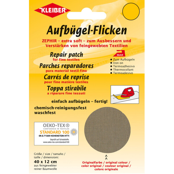 KLEIBER Zephir-Aufbügel-Flicken, 400 x 120 mm, schwarz