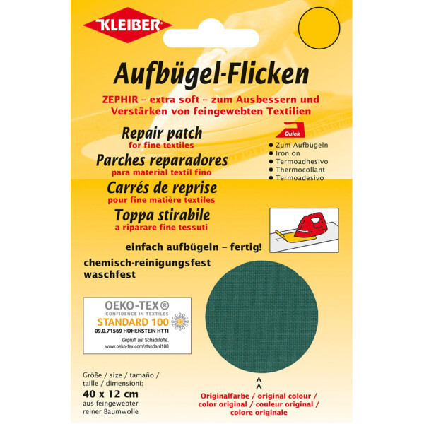 KLEIBER Zephir-Aufbügel-Flicken, 400 x 120 mm, schwarz