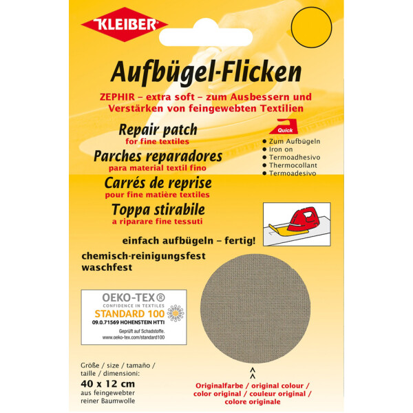 KLEIBER Zephir-Aufbügel-Flicken, 400 x 120 mm, beige