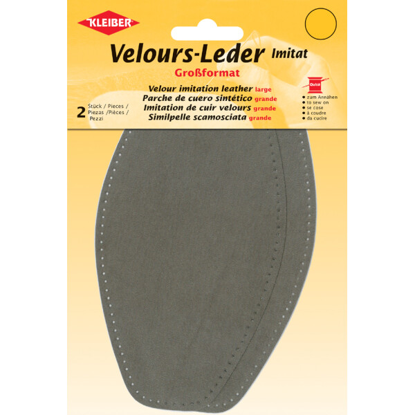 KLEIBER Velour-Leder-Imitat, 95 x 185 mm, mittelgrau