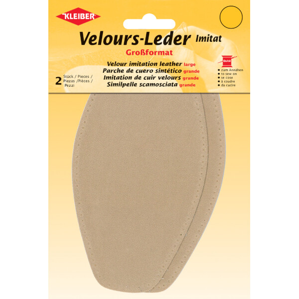 KLEIBER Velour-Leder-Imitat, 95 x 185 mm, mittelgrau