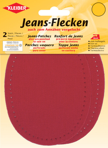 KLEIBER Jeans-Bügelflecken oval, 130 x 100 mm, rot