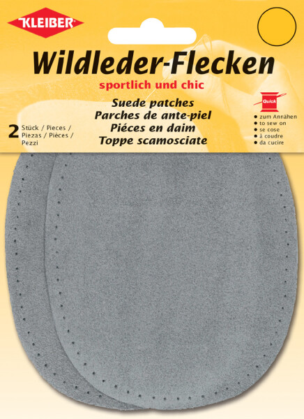 KLEIBER Wildleder-Aufnähflecken, 100 x 125 mm, grau