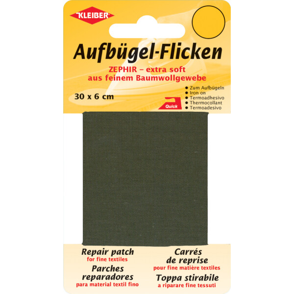 KLEIBER Zephir-Aufbügel-Flicken, 300 x 60 mm, khaki