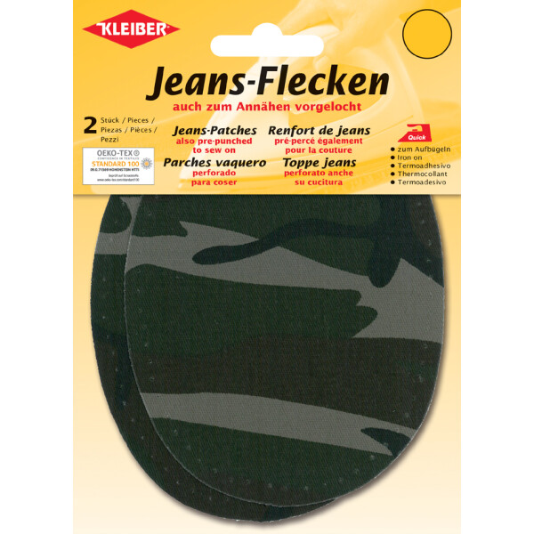 KLEIBER Jeans-Bügelflecken oval, 130 x 100 mm, military