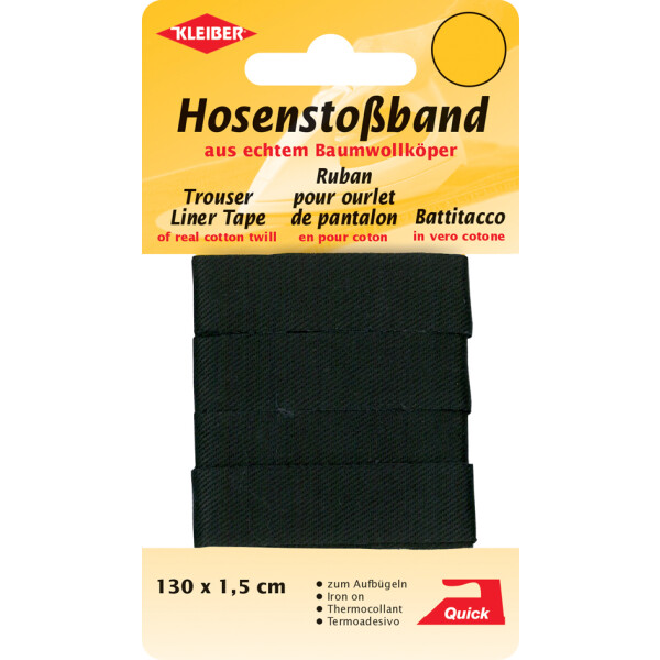 KLEIBER Hosenstoßband, 15 x 1300 mm, schwarz
