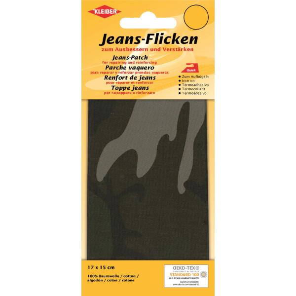 KLEIBER Jeans-Bügelflicken, 170 x 150 mm, military