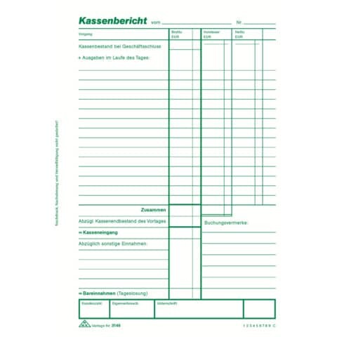 RNK Verlag Kassenbuchsblock A5 50 Blatt