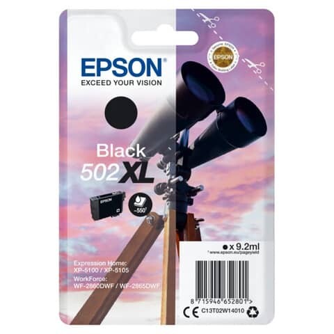 EPSON Original Epson Tintenpatrone schwarz High-Capacity (C13T02W14010,T02W140,502XL,T02W1,T02W14010)