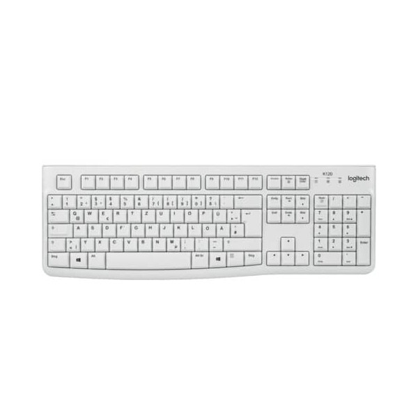 Logitech Tastatur Keyboard USB K120, Deutsch, Business,weiß