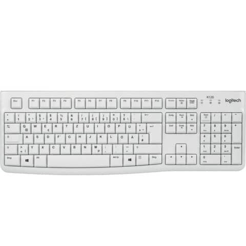 Logitech Tastatur Keyboard K120, Deutsch, USB Business,weiß