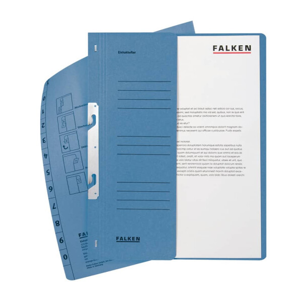 FALKEN Einhakhefter, A4, halber Vorderdeckel, kaufm&auml;nnische Heftung, blau 80003999