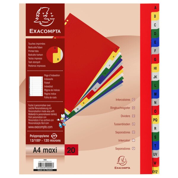 EXACOMPTA Kunststoff-Register, A-Z, DIN A4+, 20-teilig