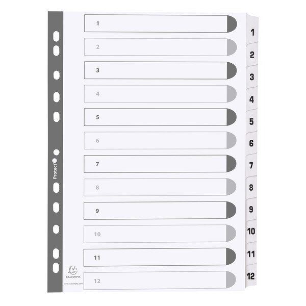 EXACOMPTA Karton-Register 1-10, DIN A4, weiß, 10-teilig