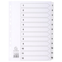 EXACOMPTA Karton-Register 1-12, DIN A4, weiß,...