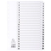 EXACOMPTA Karton-Register 1-20, DIN A4, weiß,...