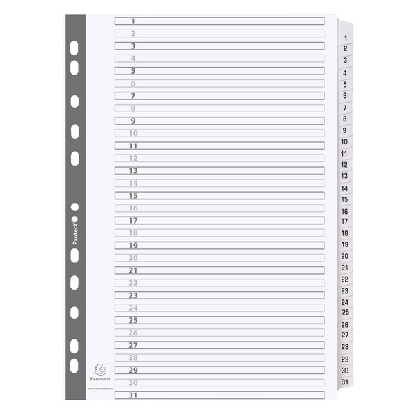 EXACOMPTA Karton-Register 1-31, DIN A4, weiß, 31-teilig