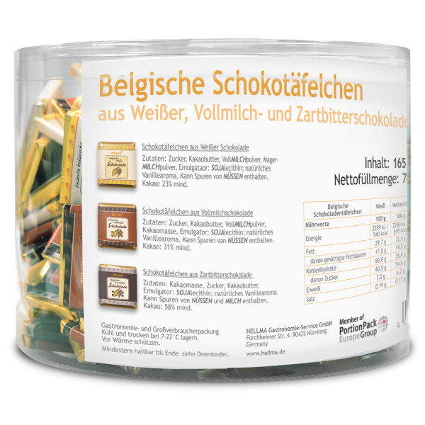 HELLMA Belgische Schokoladen-Täfelchen, in Runddose