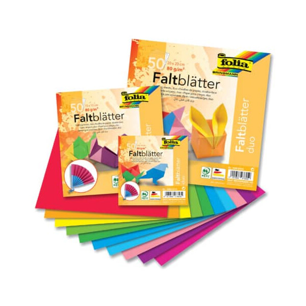 folia Faltblatt Duo 50 Blatt 10 Farben sortiert 80g 20x20cm