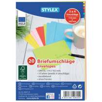 STYLEX Briefhülle C6 gummiert 5 Farben sortiert 114x162