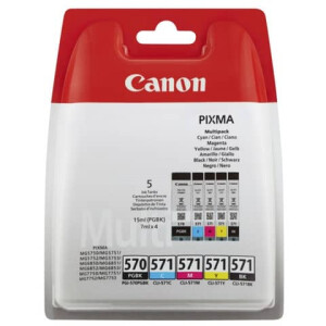 Canon Original Canon Tintenpatrone MultiPack 1xPGI BK + 1xCLI Bk,C,M,Y (0372C004,0372C004AA,372C004,372C004AA,PGI-570CLI571)