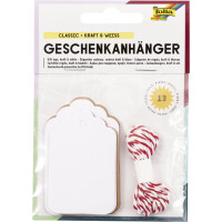 folia Geschenkanhänger rund, natur & weiß,...