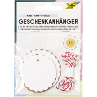 folia Geschenkanhänger lang, natur & weiß,...