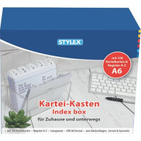 STYLEX Karteikasten Plastik transp.A6 Reg+100Kar...