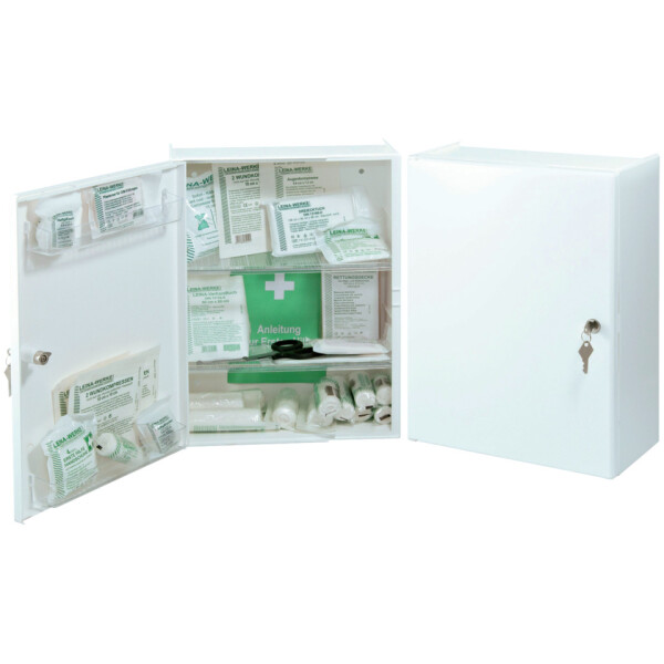 LEINA-WERKE Verbandschrank Medisan B - Perlweißer Medizinschrank Für Praxis & Haushalt