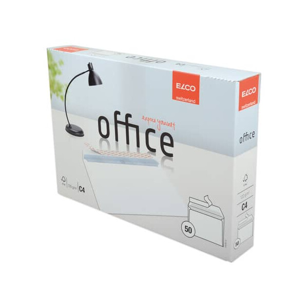 ELCO Briefhülle Office C4 ohne Fenster, Haftklebung, 120g m², weiß, 50 Stück
