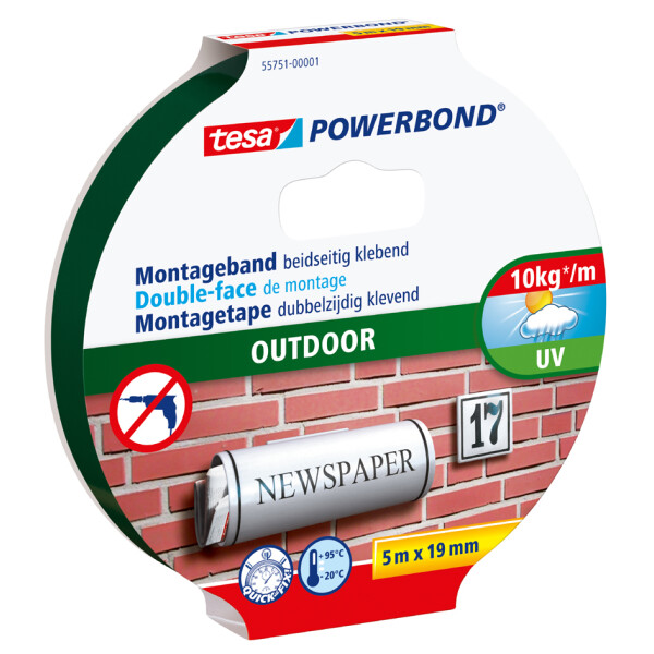 tesa Powerbond Montageband OUTDOOR, 19 mm x 1,5 m