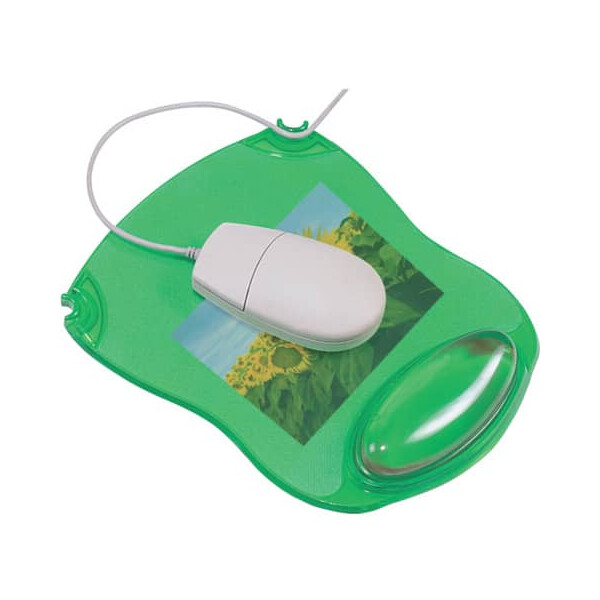 Q-Connect Mousepad GEL transparentgrün mit Handgelenksauflage