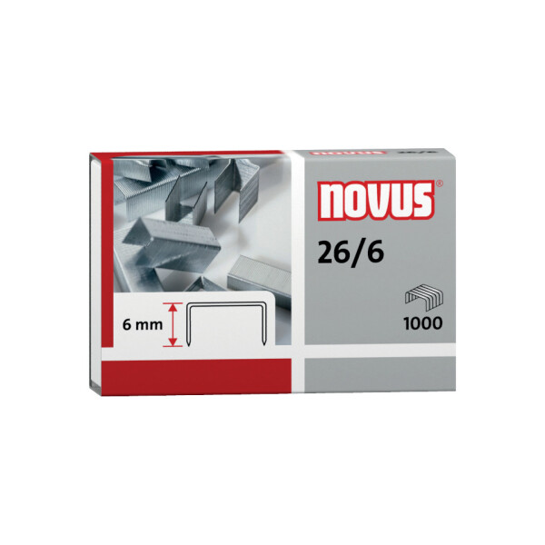 NOVUS Heftklammern Nr. 26 6, Stahldraht, verzinkt, 1000 St&uuml;ck