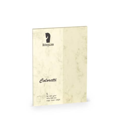 RÖSSLER Briefkarte Coloretti, A6 HD, 225g m², 5 Stück, chamois marmora