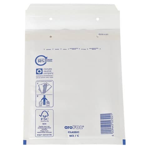 aroFOL Luftpolstertasche, 150x215mm, 100 Stück, weiß