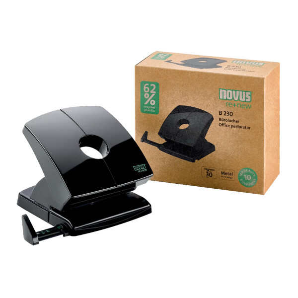 NOVUS Locher B 230 re+new, 30 Blatt, Anschlagschiene, Metall, schwarz 025-0637