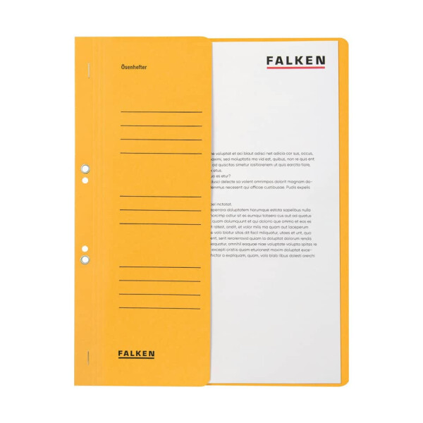 FALKEN &Ouml;senhefter, A4, 250 g m&sup2;, halber Deckel, kfm. Heftung, Manilakarton, gelb 80003825