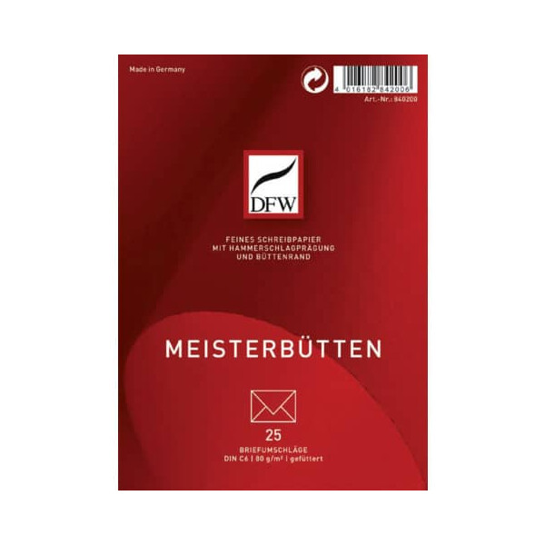 DFW Briefumschlag C6 Meisterbütten DRESDNER 25 Stück