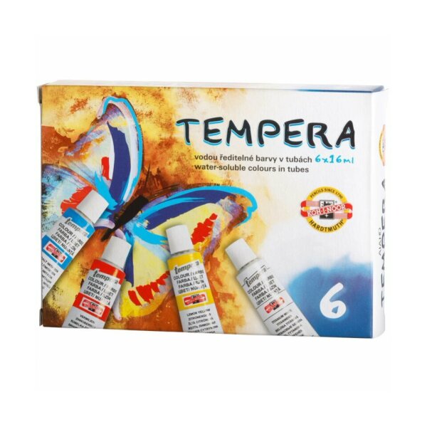 KOH-I-NOOR Temperafarben 6er Set Grundsortiment, 6 x 16 ml, sortiert 162547