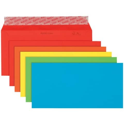 ELCO Briefhülle Color DIN lang ohne Fenster, Haftklebung, 100g m², sortiert, 20 Stück
