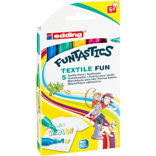EDDING Kindertextilmaler 17 FUNTASTICS TEXTILE FUN, 5 St&uuml;ck, sortiert 4-17-5