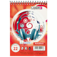 LANDRÉ Spiralnotizblock, DIN A6, 40 Blatt, liniert