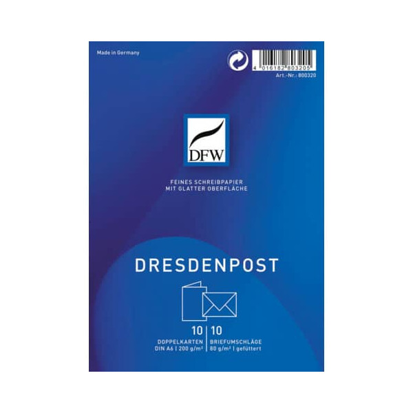 DFW Briefpapier Karte Dresden Post DRESDNER A6 10 10