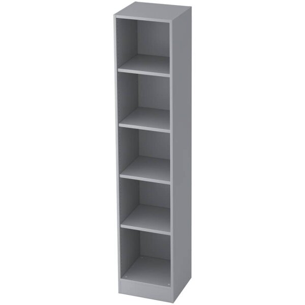 HAMMERBACHER Hammerbacher Regal, schmal, 5OH, 40,6 cm breit, Sockelblende, Grau