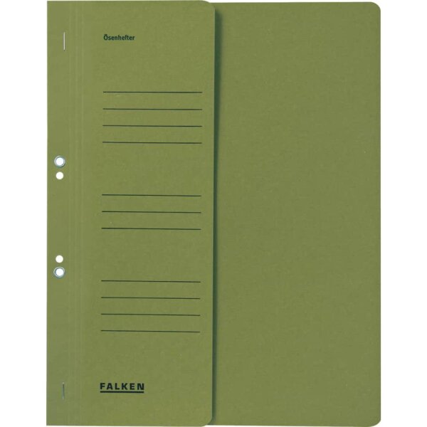 FALKEN &Ouml;senhefter, A4, 250 g m&sup2;, halber Deckel, kfm. Heftung, Manilakarton, gr&uuml;n 80000490
