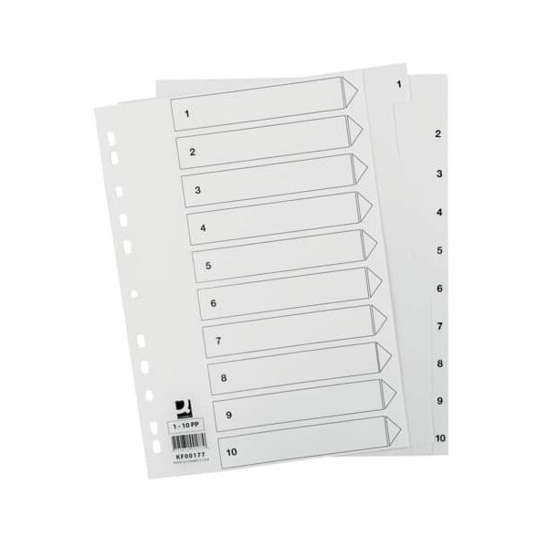 Q-Connect Register Plastik A4 1-10 weiß 10-teilig