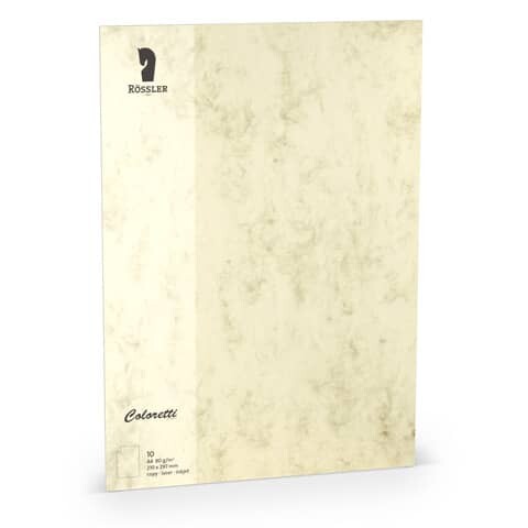 RÖSSLER Blatt Coloretti, A4, 80g m², 10 Stück, chamois marmora