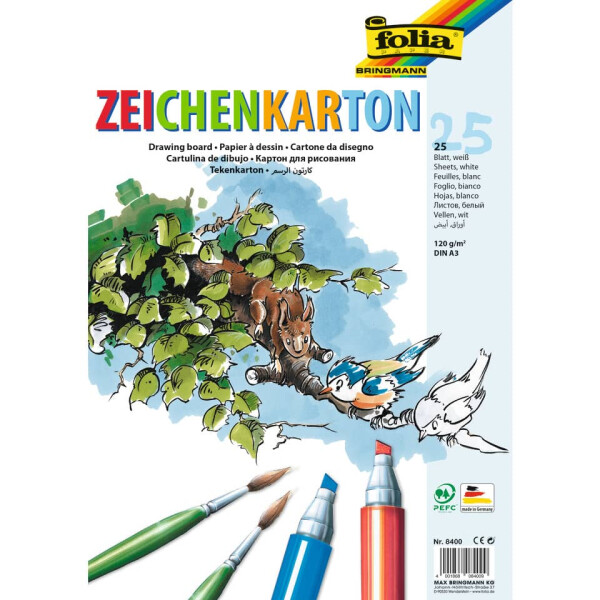 folia Zeichenkarton 120 g qm, DIN A3, 25 Blatt